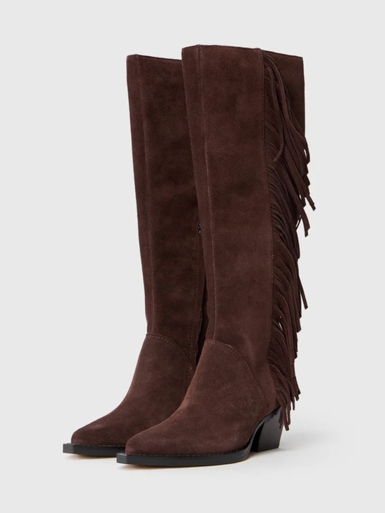 Dolce Vita Shoes - Dolce Vita Women's Brown Wide Calf Roley Fringe Western Boot